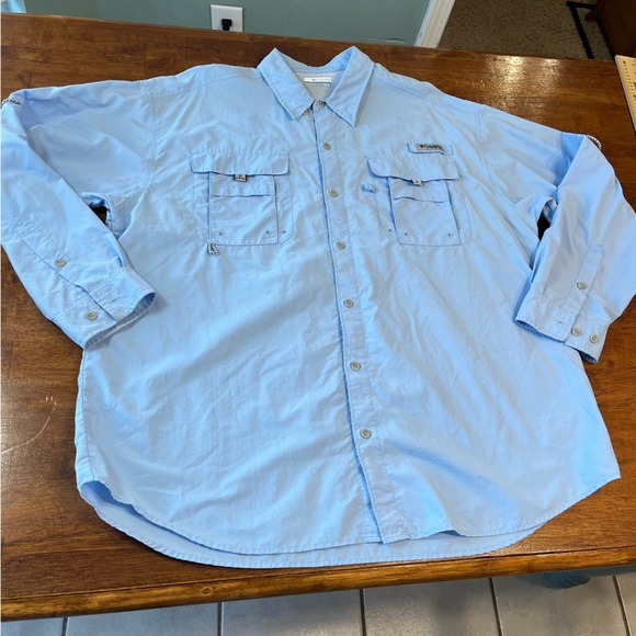 Columbia Men’s PFG Tamiami™ II Long Sleeve Shirt light blue size XL - Picture 1 of 10